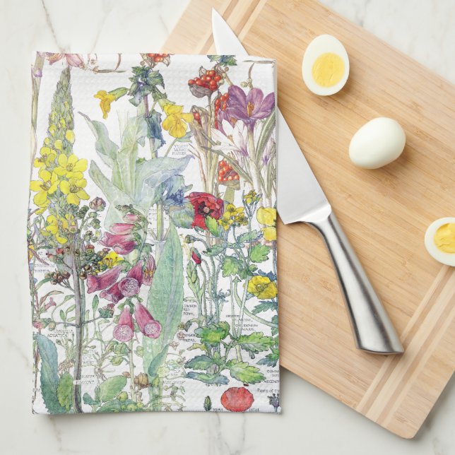 Botanical Wildflower Flowers Kitchen Towel (Quarter Fold)