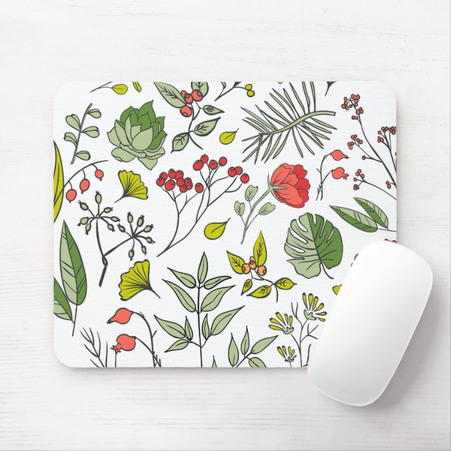 Botanical Wildflower Garden Mouse Mat (With Mouse)