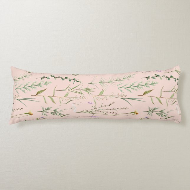 Botanical Wildflower Pattern – Soft Blush  Body Cushion (Front)