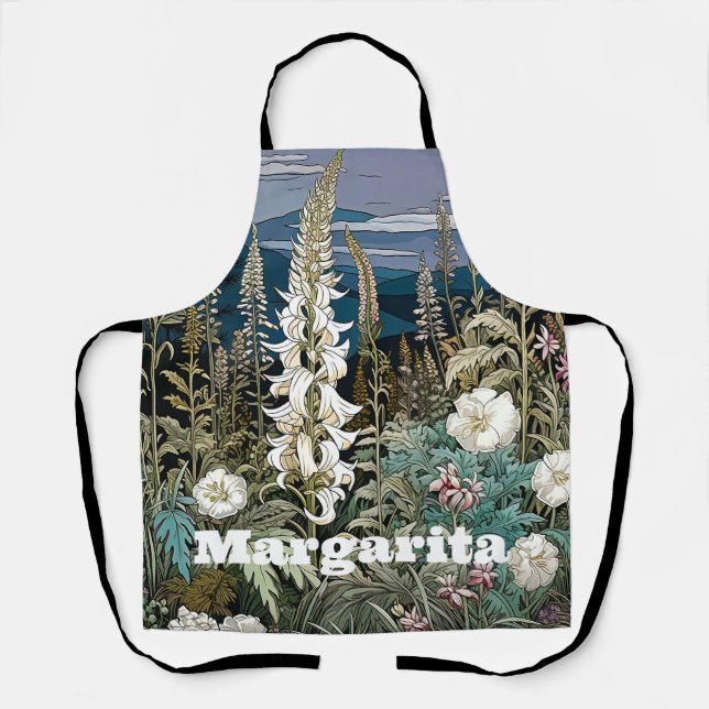 Botanical wildflower romantic garden floral apron (Front)