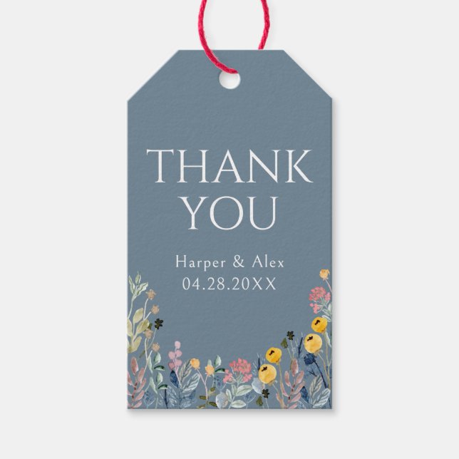Botanical Wildflower Thank You Gift Tags (Front)
