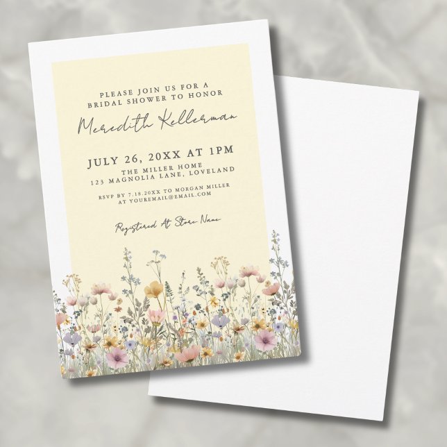 Botanical Wildflower Yellow Floral Bridal Shower Invitation (Botanical Wildflower Yellow Floral Bridal Shower Invitation )