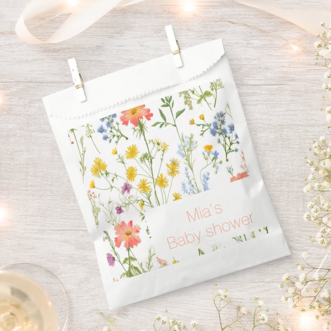 Botanical wildflowers baby shower  favour bags (Clipped)