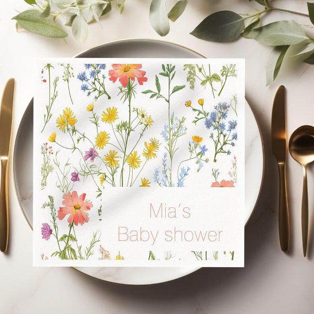Botanical wildflowers baby shower  napkin (Creator Uploaded)