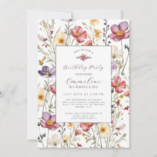 Botanical Wildflowers Birthday Party Invitation