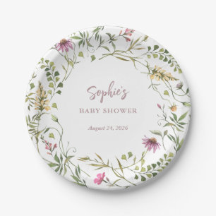 Botanical Wildflowers   Elegant Baby Shower Paper Plate