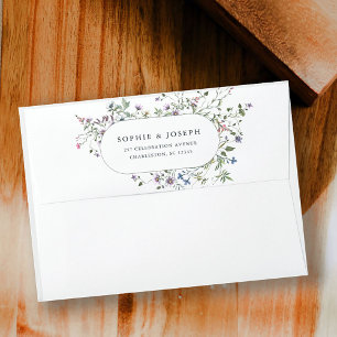 Botanical Wildflowers Elegant Wedding Envelope