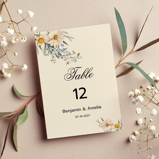 Botanical wildflowers garden floral Table Numbers  (Botanical wildflowers garden floral Table Numbers )