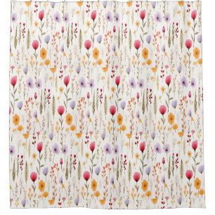 Botanical Wildflowers Meadow Pattern Shower Curtain