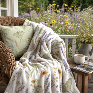 Botanical Wildflowers Purple Yellow Floral Fleece Blanket