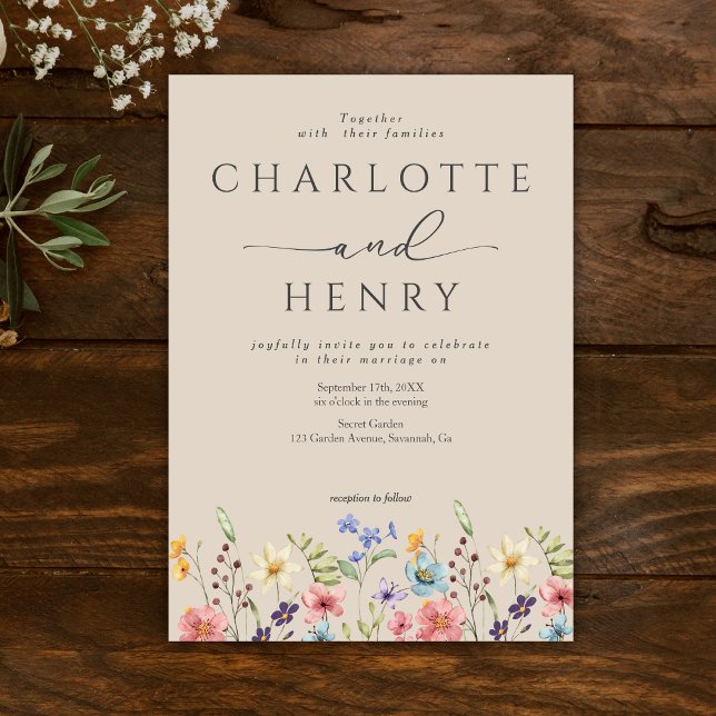 Botanical Wildflowers Simple Garden Wedding Invitation (Creator Uploaded)
