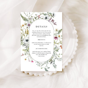Botanical Wildflowers Wedding Details Enclosure Card