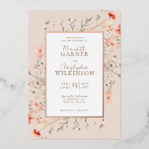 Botanical Wildflowers Wedding Real Rose Gold