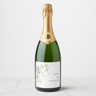 Botanical Wildflowers Wedding Sparkling Wine Label