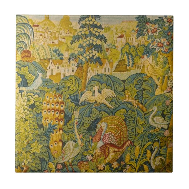 Botanical Wildlife Flock of Birds Tile (Front)