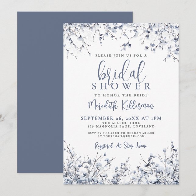 Botanical Winter Bridal Shower Invitation (Front/Back)