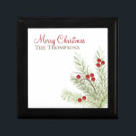 Botanical Winter Watercolor Holiday Custom  Gift Box<br><div class="desc">With painted light green winter pine along with red berries and a little grey sprig,  this simple minimalist design is great for those who like the simplicity and elegant holiday greenery. This design is editable. A wonderful way to wish Christmas and Holiday greetings and Cheer.</div>