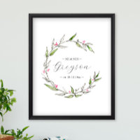 Botanical Winter Wedding Sign and Keepsake