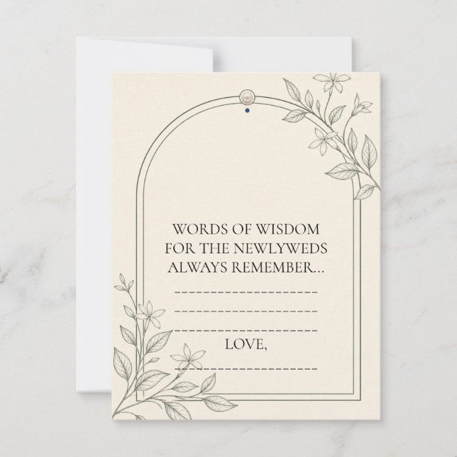 Botanical Words of Wisdom Wedding Advice Card (Front)