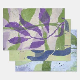 Botanical Wrapping Paper Flat Sheet Set of 3