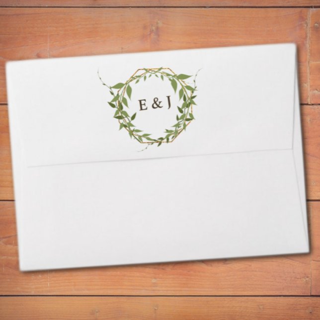 Botanical Wreath Earth Tone Wedding Envelope (Creator Uploaded)