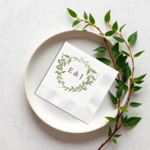 Botanical Wreath Earth Tone Wedding Napkin