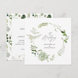 Botanical wreath elegant modern delicate wedding invitation