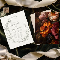 Botanical Wreath Fine Art Painting Olive Wedding