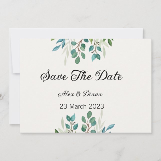 Botanical wreath Greenery square save the Date Holiday Card (Front)