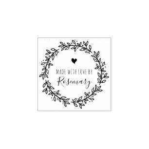 Botanical Wreath Made With Love By Rubber Stamp