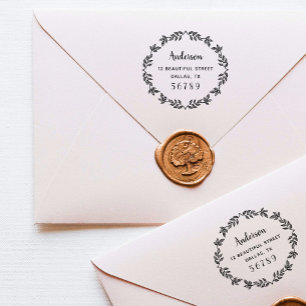 Botanical Wreath Name Return Address Greenery Self Self-inking Stamp