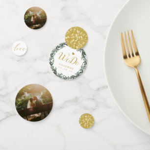 Botanical Wreath Personalised Gold Wedding Table Confetti