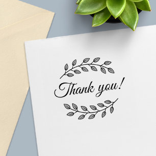 Botanical Wreath Top Bottom Thank You Self-inking Stamp
