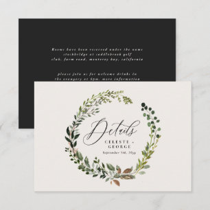 Botanical Wreath Wedding Detail Watercolor Foilage Card