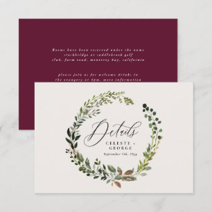 Botanical Wreath Wedding Detail Watercolor Foilage Card
