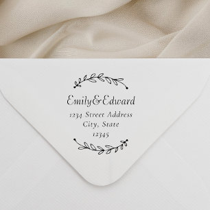 Botanical Wreath Wedding Return Address Self-inking Stamp