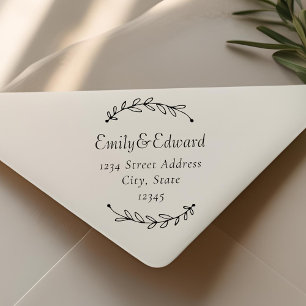 Botanical Wreath Wedding Return Address Self-inking Stamp