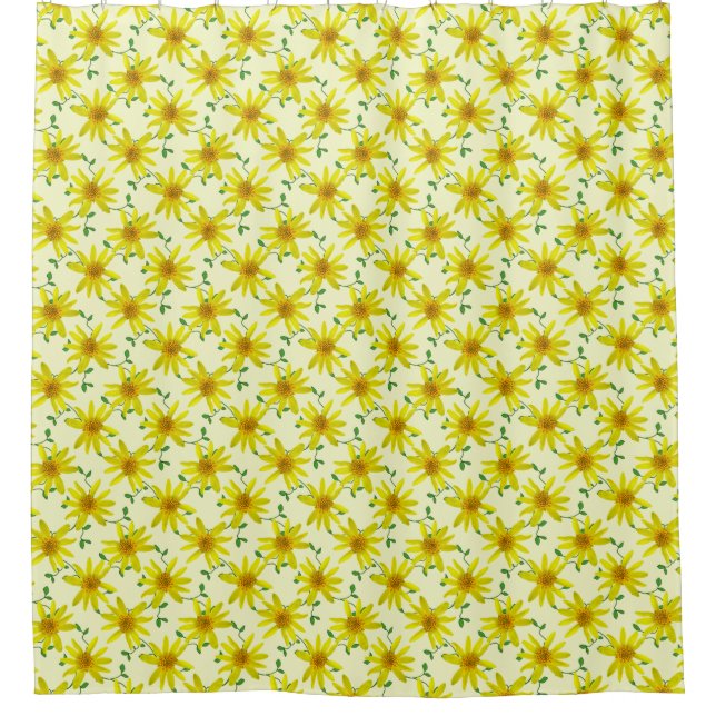 Botanical Yellow Arnica Wildflower on any Colour Shower Curtain (Front)