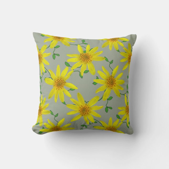 Botanical Yellow Wildflower on any Colour Cushion (Front)