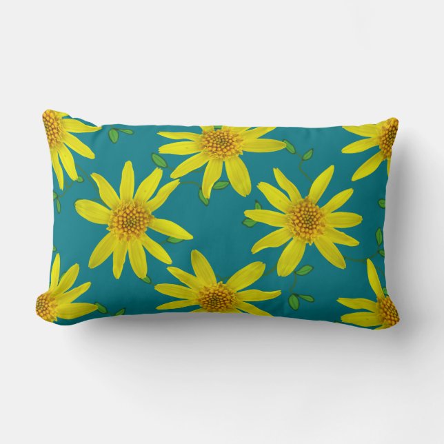 Botanical Yellow Wildflower on any Colour Lumbar Cushion (Front)
