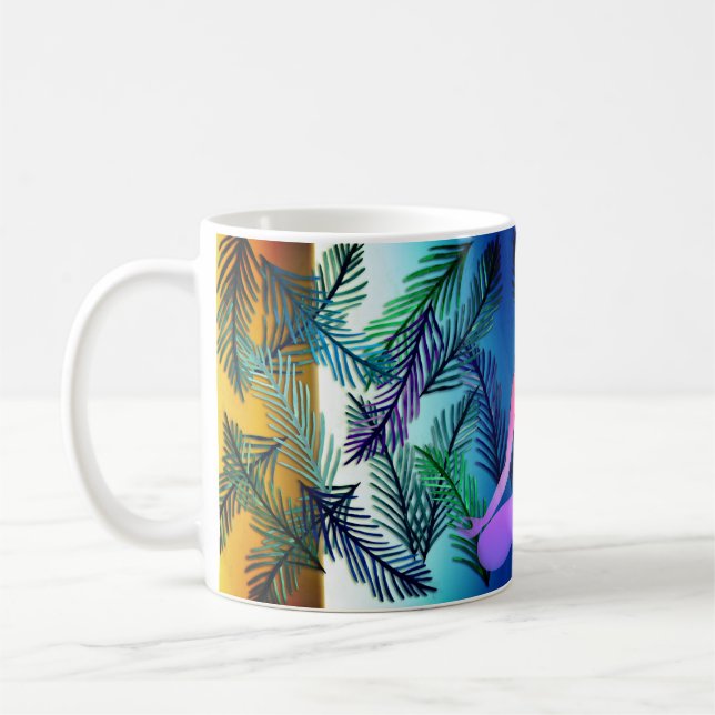 Botanical Yoga Lady Leaves  & Purple Mug (Left)