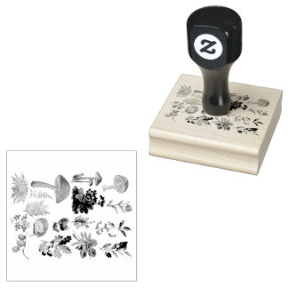 Botanicals and Vintage Mushrooms Rubber Stamp