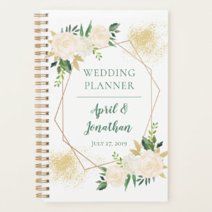 Botanicals Gold Pink Geometric Floral Wedding Planner