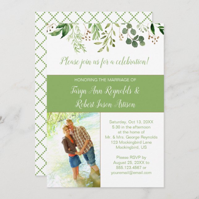 Botanicals Photo Block Reception Only Invitation | (Front/Back)