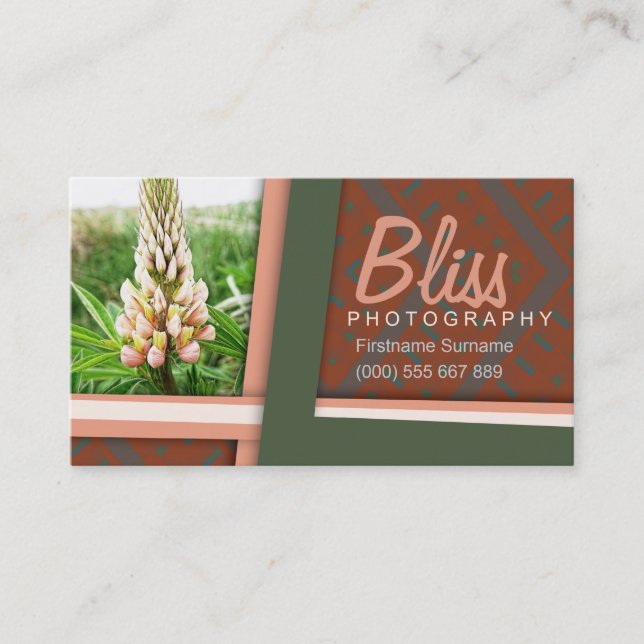 Botanics Photography Earthy Modern photo template Business Card (Front)