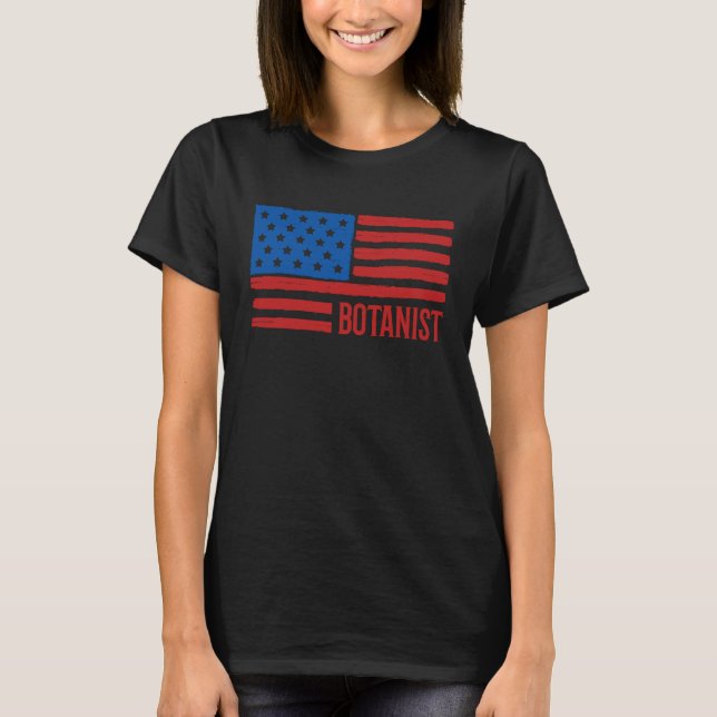 Botanist Distressed Grunge American Flag USA Patri T-Shirt (Front)