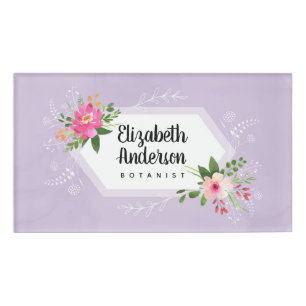 Botanist watercolor floral boho name tag