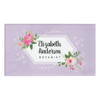 Botanist watercolor floral boho name tag