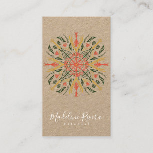 Botany Florist Greenery Mandala Designer Kraft Business Card