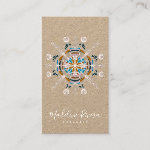Botany Florist  Yoga Boho Mandala Kraft Business Card